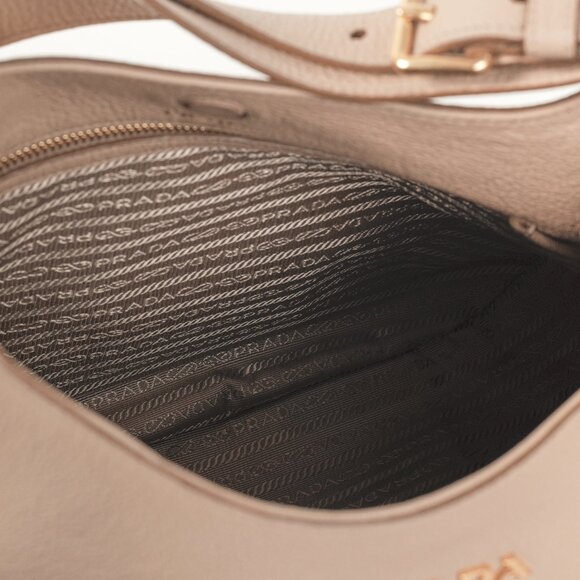 Prada Cammeo Vitello Daino Striped-Crossbody-Strap Hobo - Picture 11 of 13